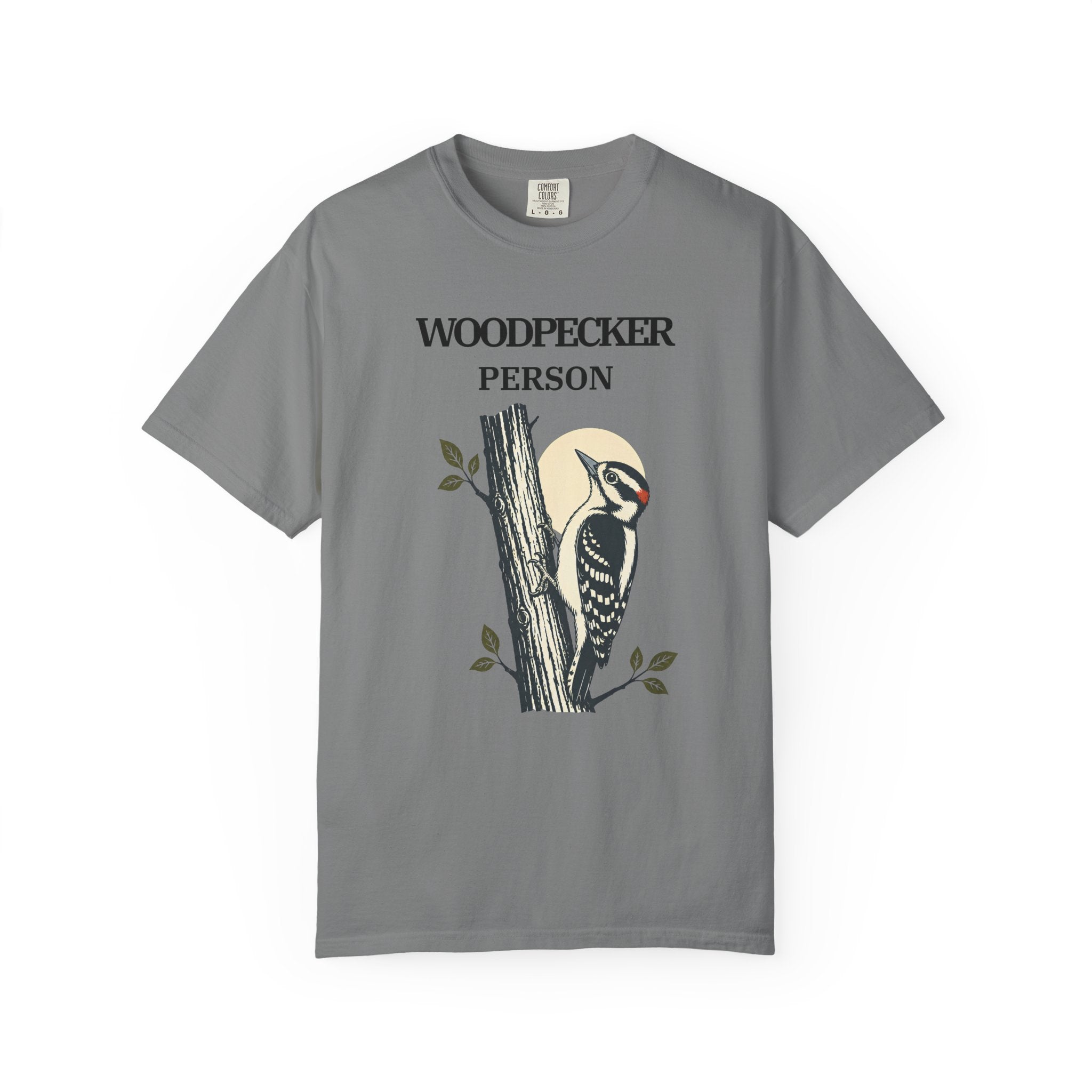 DOWNY WOODPECKER PERSON T-SHIRT