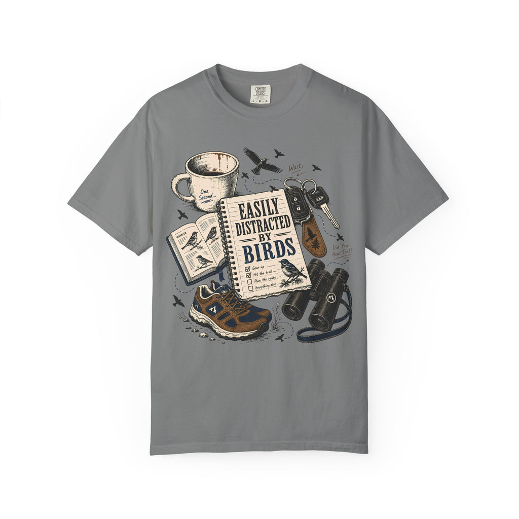 DISTRACTED BY BIRDS DESIGN T-SHIRT