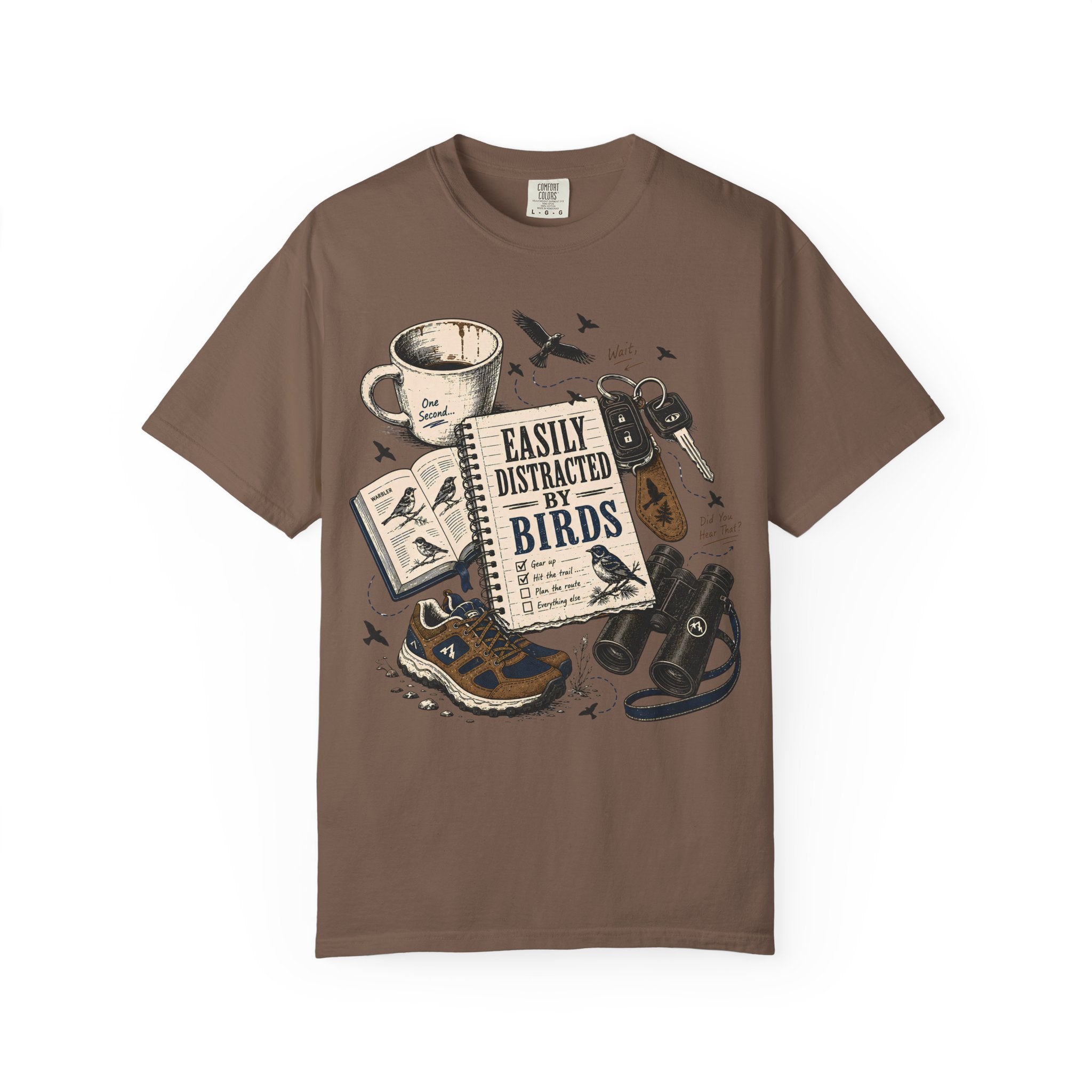 DISTRACTED BY BIRDS DESIGN T-SHIRT