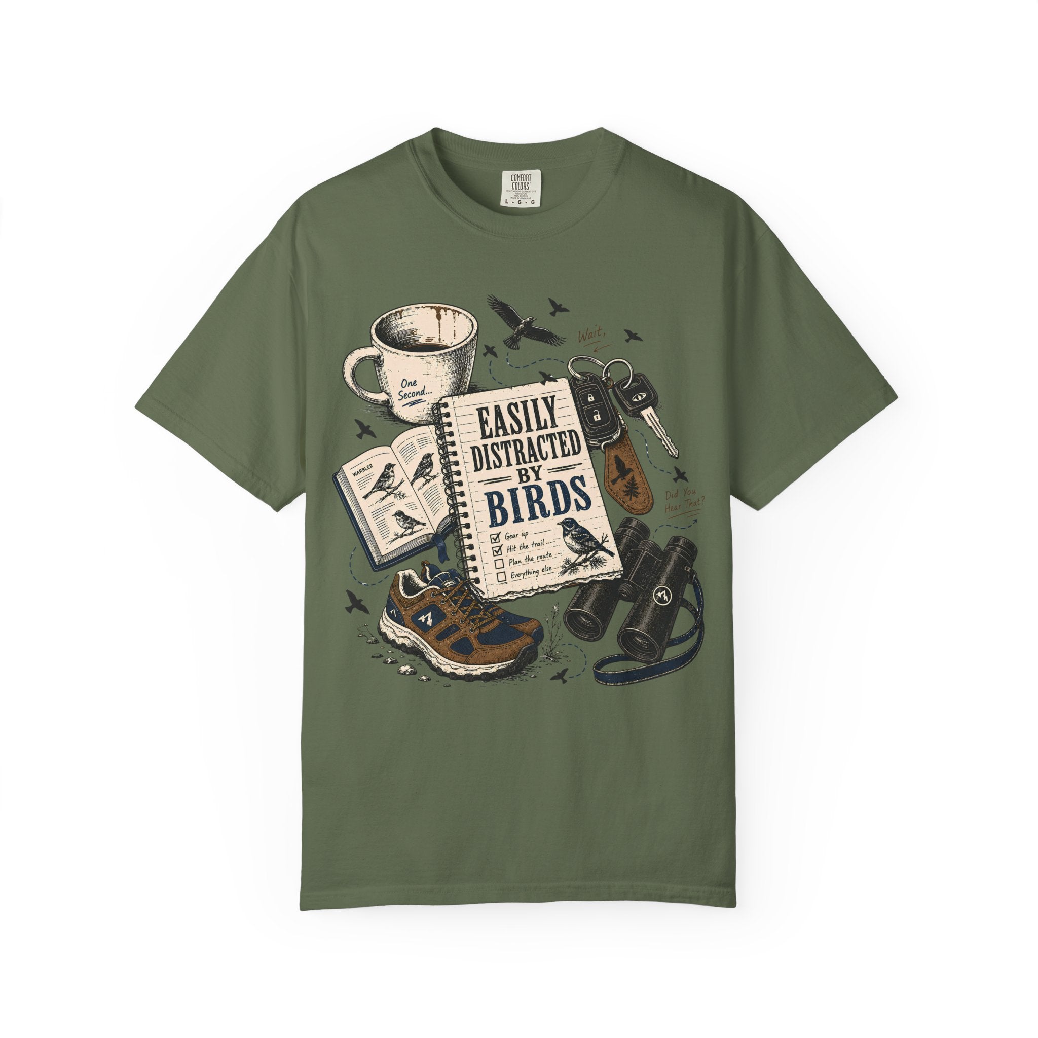 DISTRACTED BY BIRDS DESIGN T-SHIRT