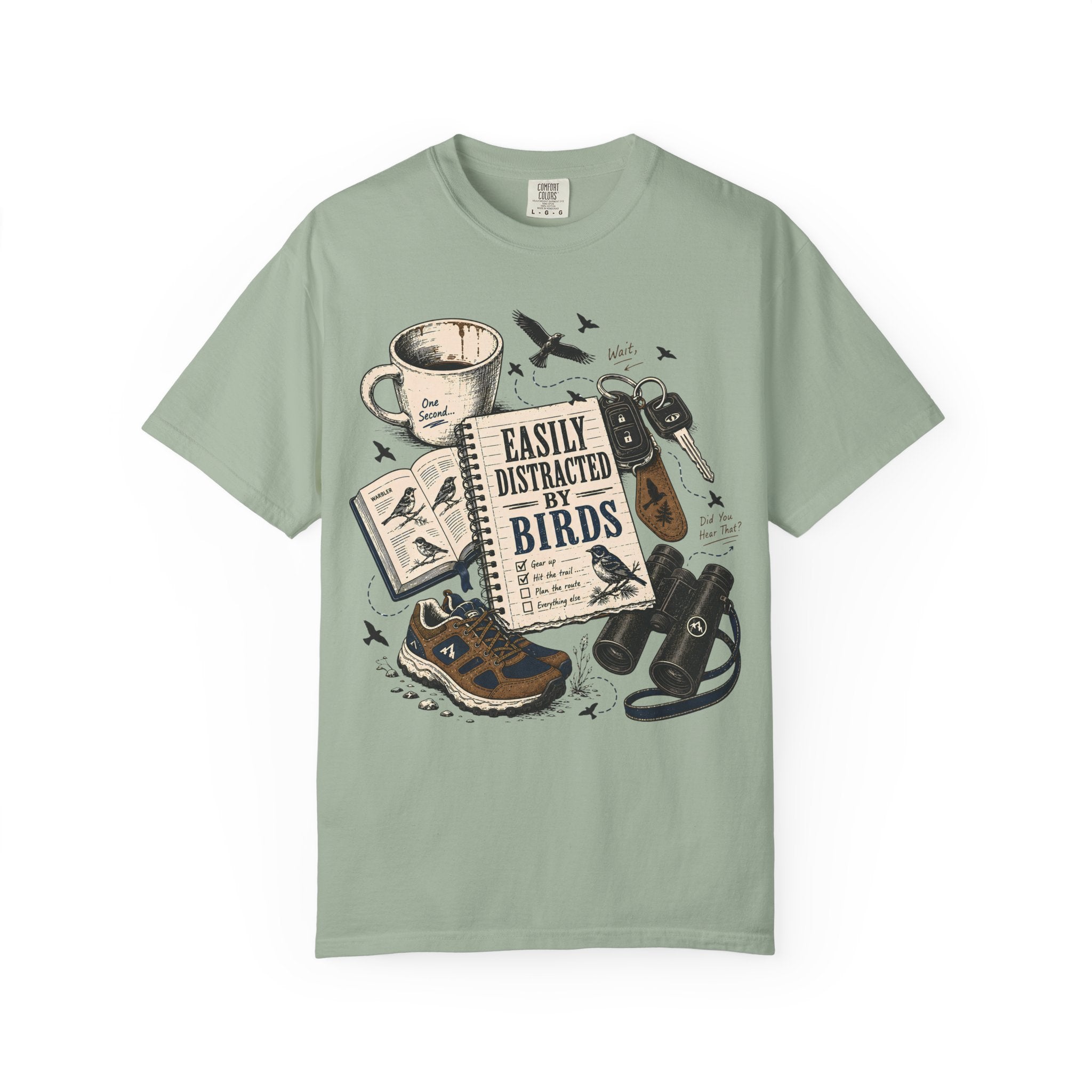 DISTRACTED BY BIRDS DESIGN T-SHIRT
