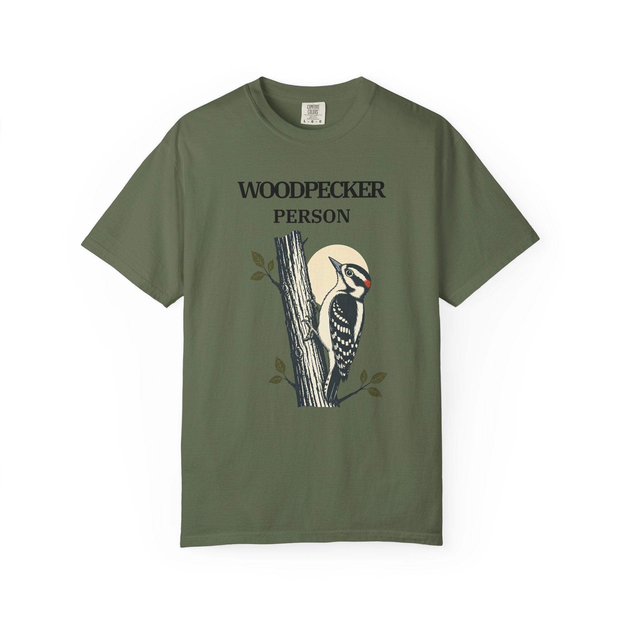 DOWNY WOODPECKER PERSON T-SHIRT