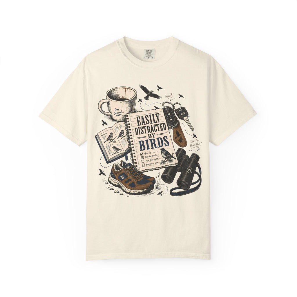 DISTRACTED BY BIRDS DESIGN T-SHIRT