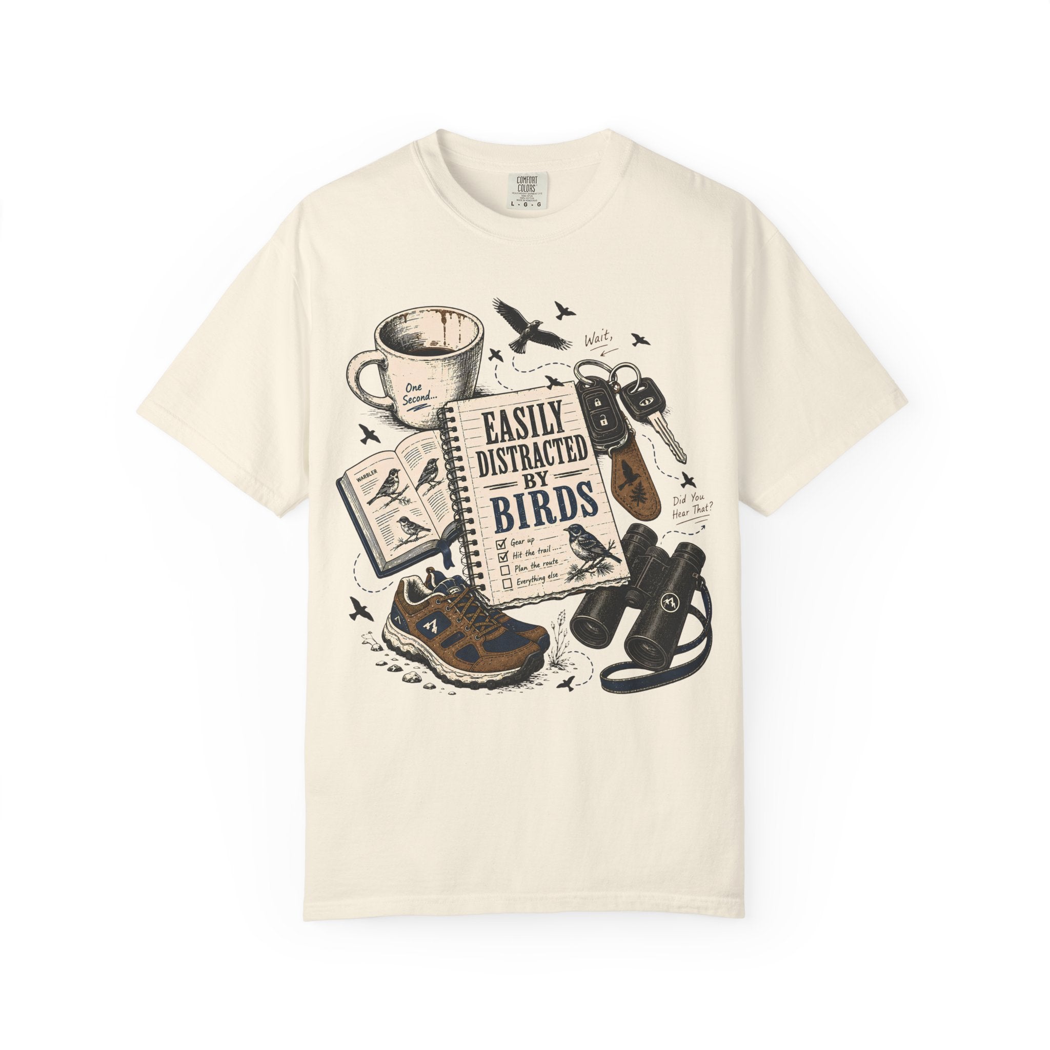 DISTRACTED BY BIRDS DESIGN T-SHIRT