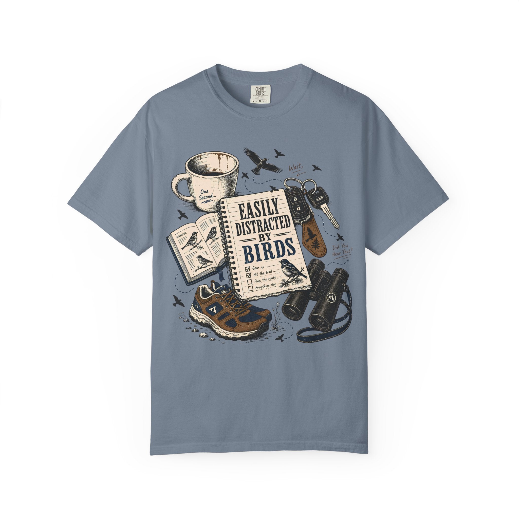 DISTRACTED BY BIRDS DESIGN T-SHIRT